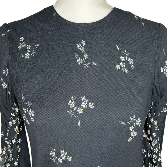 Tibi Black Multi Lila Floral Print Florence Midi Ruffle Long Dress Size 00‎ - Picture 2 of 13